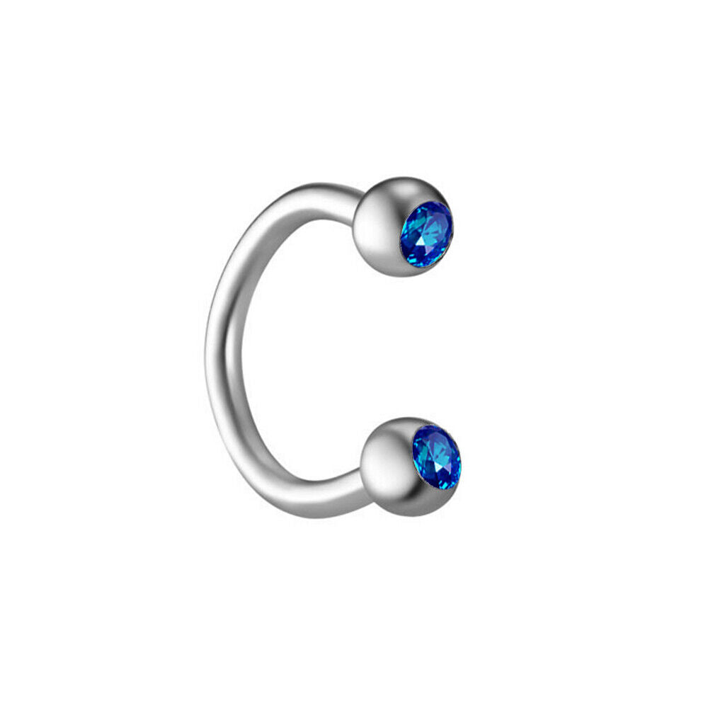 16G Surgical Steel Crystal Labret Monroe Lip Rings Nose Ear Piercing Jewellery