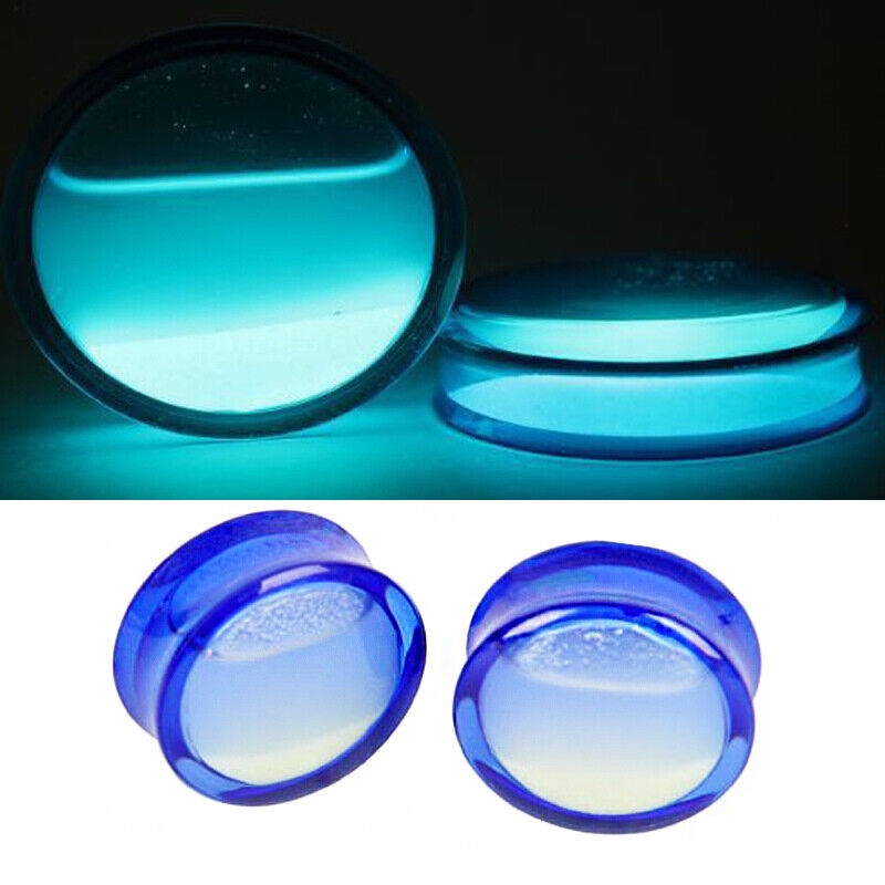 2pc Glow In the Dark Liquid Acrylic Flesh Tunnel Ear Plug Double Flared Expander