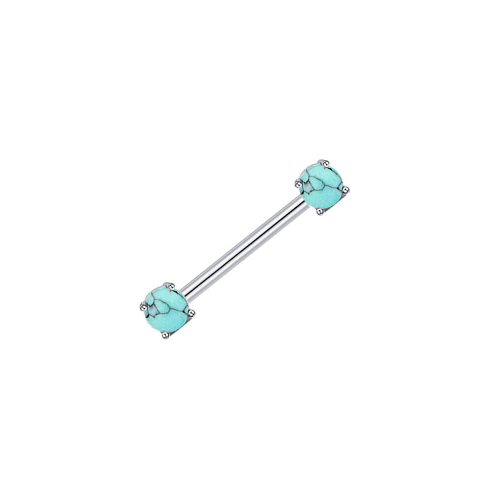 2pc Surgical Steel Nipple Bar Ring Opal Zircon Shield Body Piercing Jewellery