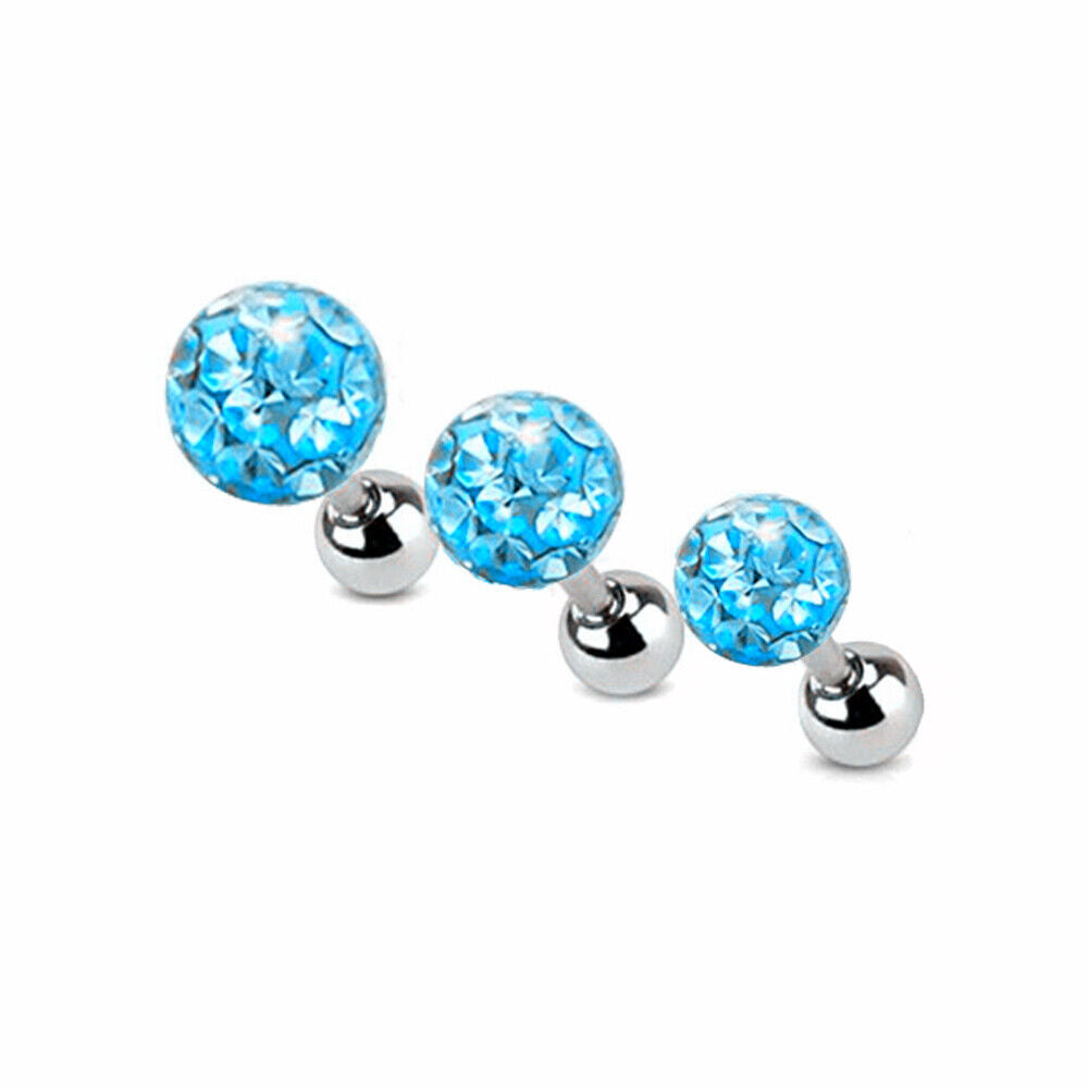 Set 3/4/5mm Surgical Steel Crystal Cartilage Bar Tragus Helix Ear Stud Piercing