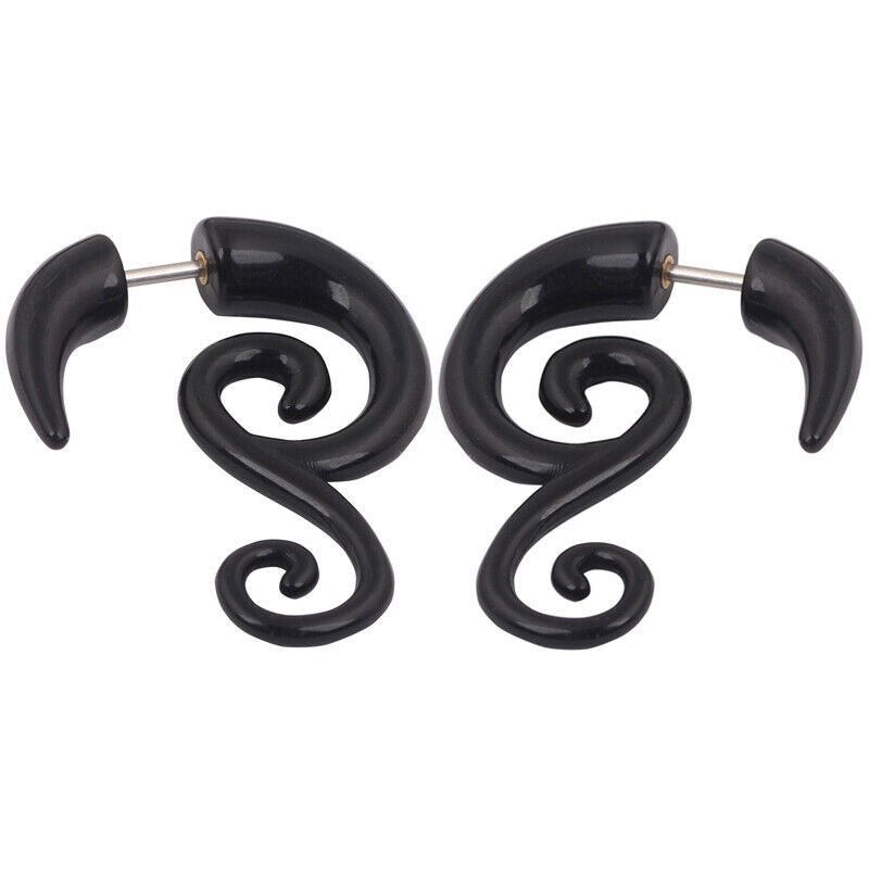 2pc Acrylic Spiral Horn Earring Gauge Fake Cheater Stretcher Ear Plug Piercing