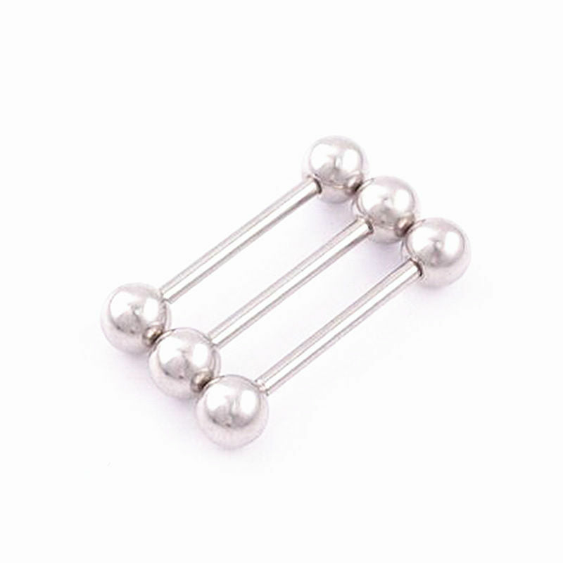 3pc  Surgical Steel Ball Tongue Bar Straight Barbell Ring Nipple Ear Piercing