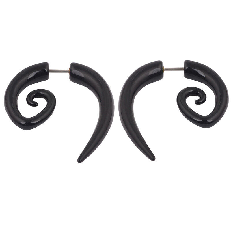 2pc Acrylic Spiral Horn Earring Gauge Fake Cheater Stretcher Ear Plug Piercing