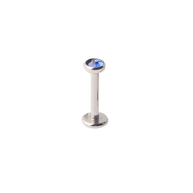 2pc Internally Threaded 3mm 4mm Crystal Ball Lip Bar Labret Tragus Stud Piercing