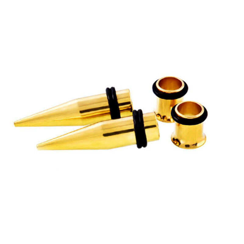 4X Steel O-ring Flared Flesh Tunnel Ear Plug Taper Stretcher Stretching Kit Set