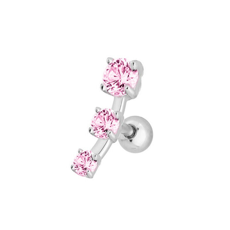 2pc Cartilage Tragus Bar Zircon Stud Earring Piercing Helix Gem Surgical Steel