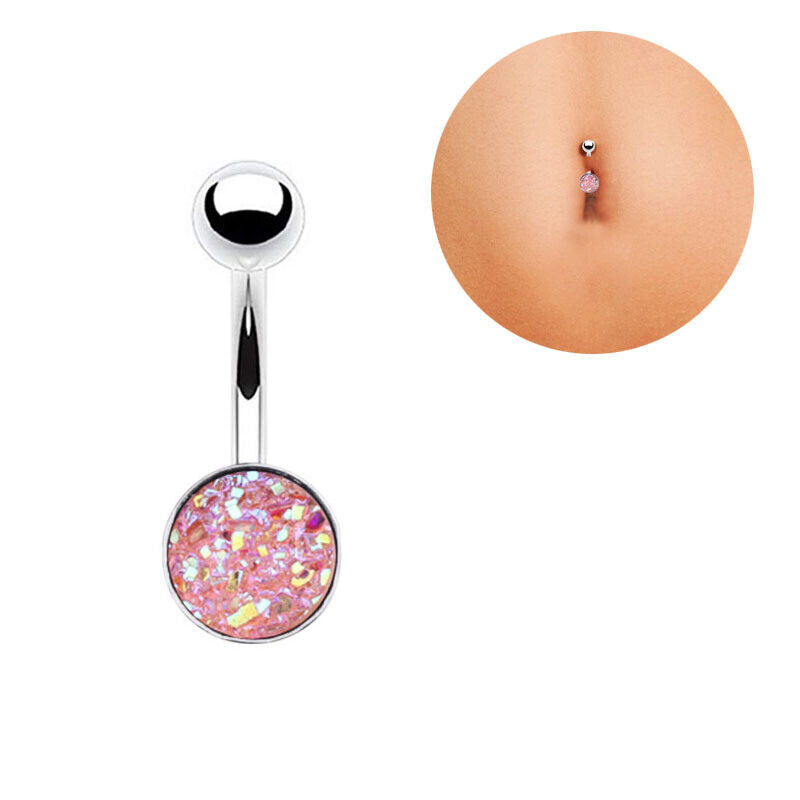 Glitter Gem Navel Belly Surgical Steel Bar Button Barbell Ring Body Piercing