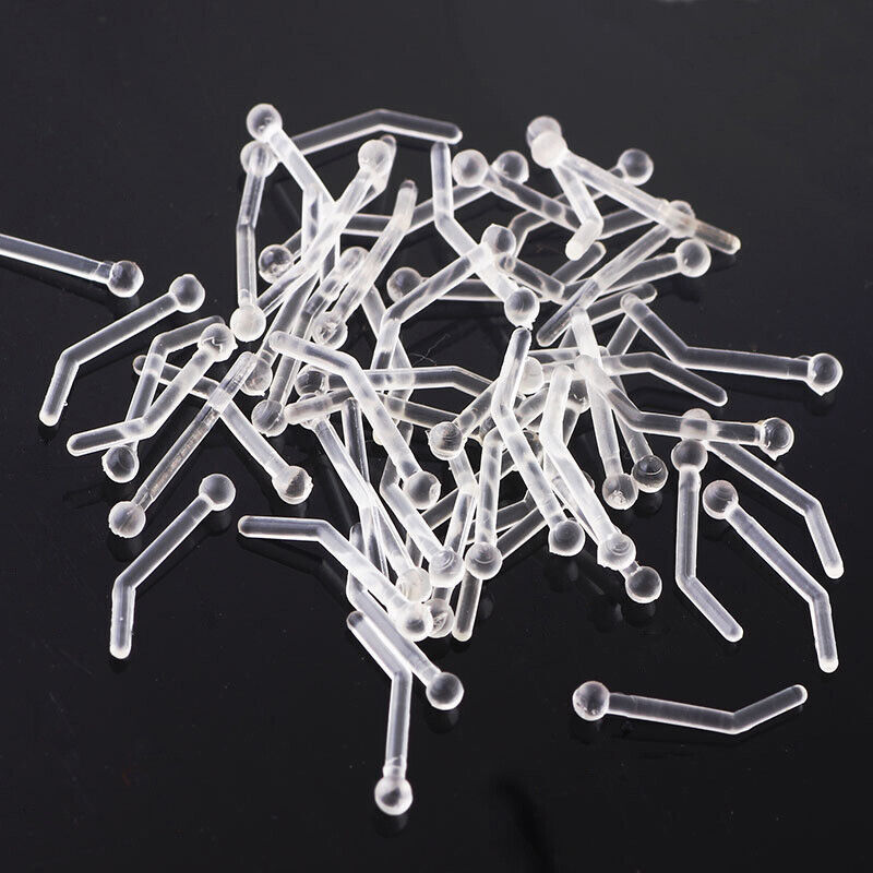 5Pcs Flexible Clear Twist Curved Acrylic Screw Bar Studs Pin Nose Ring Jewellery
