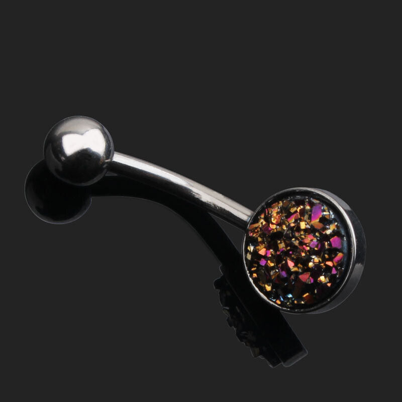 Glitter Gem Navel Belly Surgical Steel Bar Button Barbell Ring Body Piercing