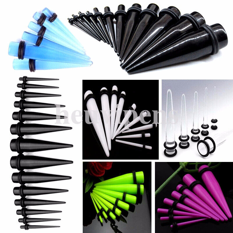 14g-00g Ear Plug Tunnel Taper & Acrylic Stretching Kit - 16 Piece Set Available