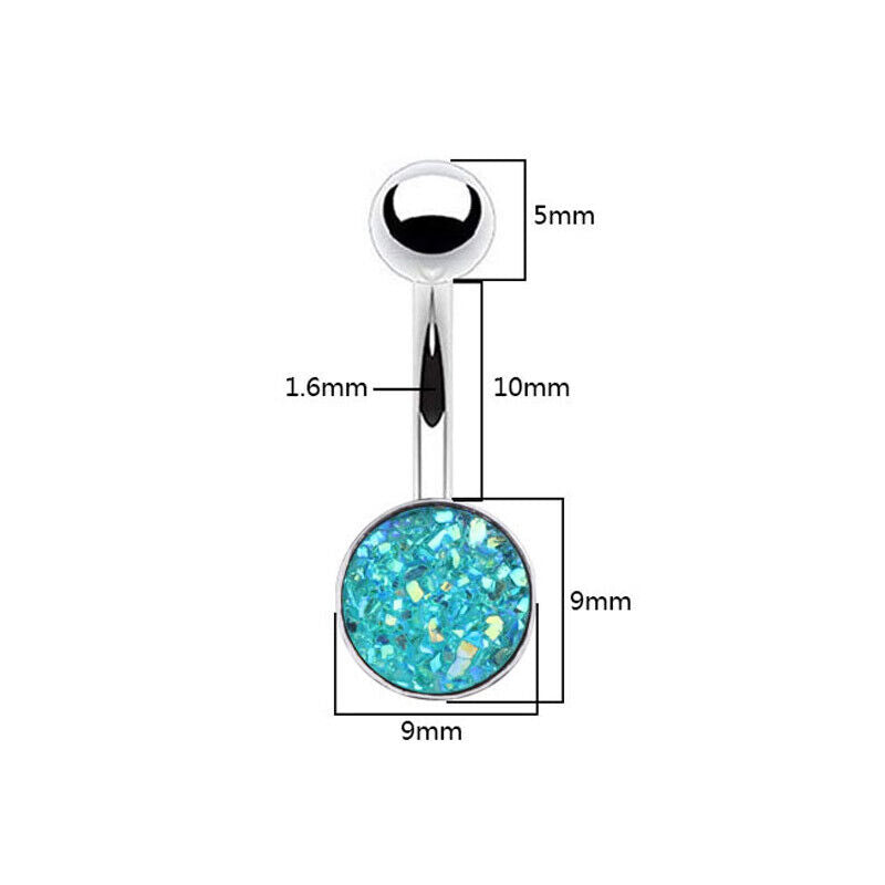 Glitter Gem Navel Belly Surgical Steel Bar Button Barbell Ring Body Piercing