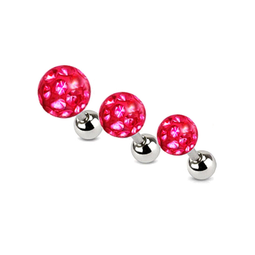 Set 3/4/5mm Surgical Steel Crystal Cartilage Bar Tragus Helix Ear Stud Piercing