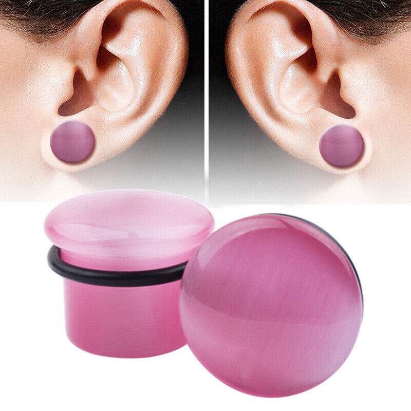 1 Pair Natural Stone Flesh Tunnel O-rings Ear Plug Trumpet Expander Stretcher