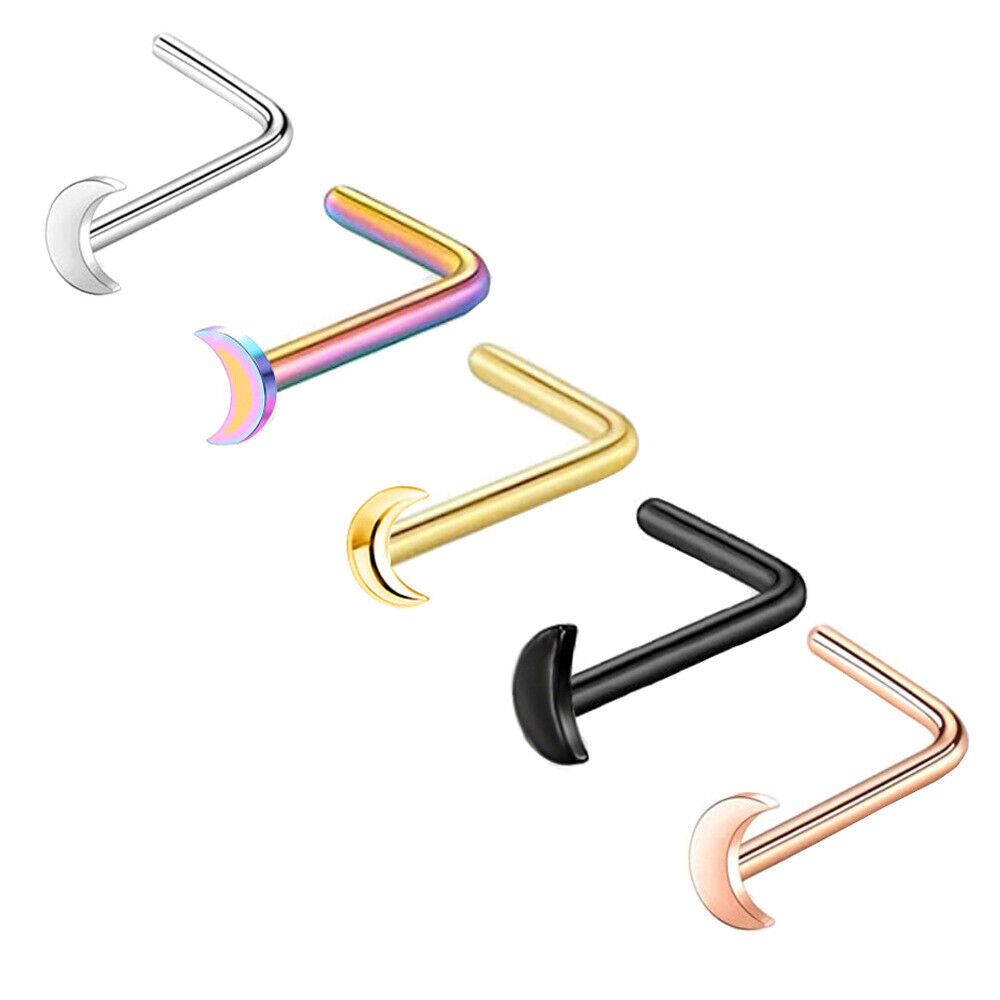 5pc Surgical Steel Screw Bone Multi Shape Nose Ring Stud Piercing Jewellery Set