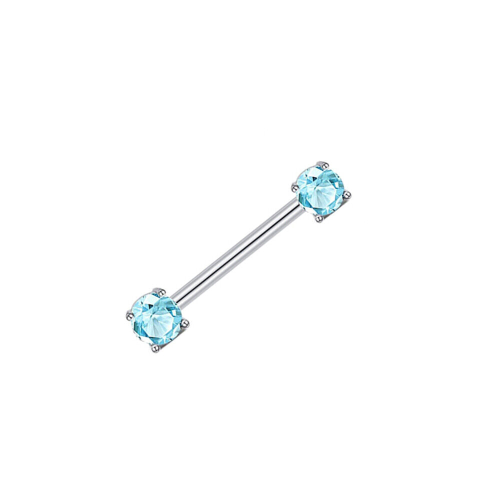 2pc Surgical Steel Nipple Bar Ring Opal Zircon Shield Body Piercing Jewellery