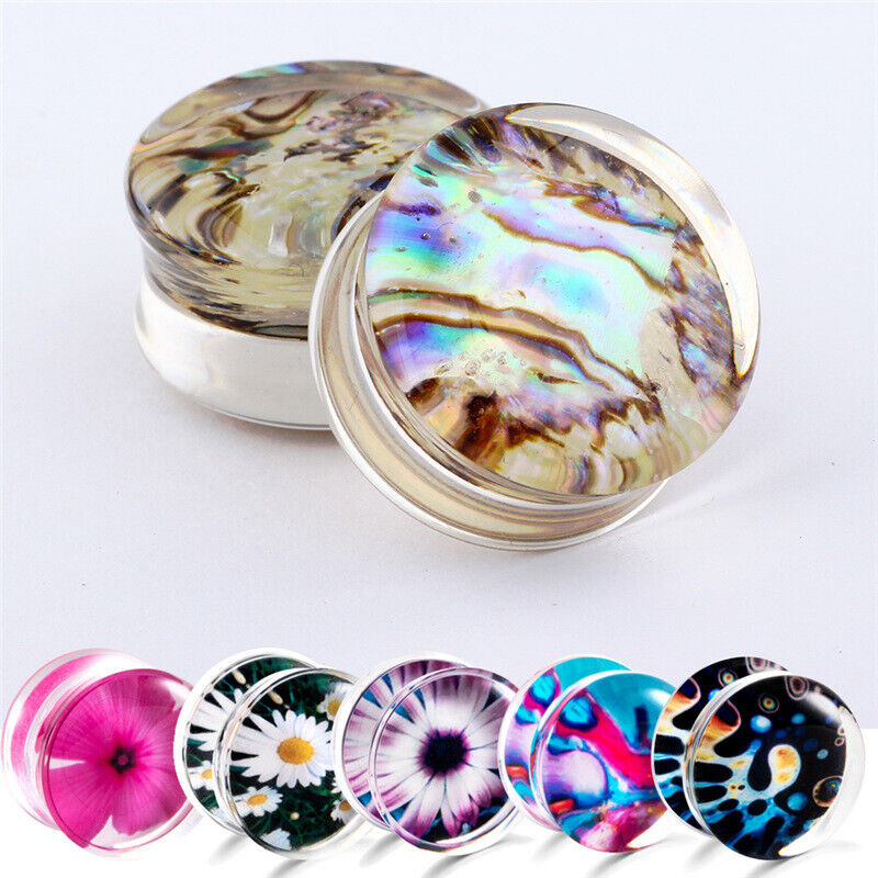 2pc Fashion Acrylic Shell Ear Plug Double Flared Flesh Tunnel Expander Piercing