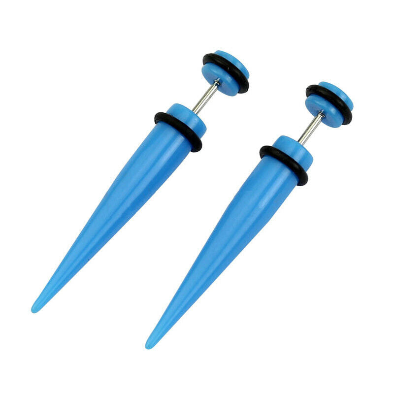 2pc Acrylic Fake Cheater Taper Ear Plug Earring Screw Illusion Stretcher Tunnel