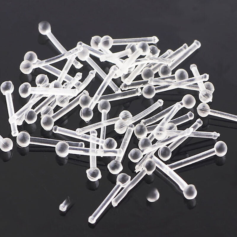 5Pcs Flexible Clear Twist Curved Acrylic Screw Bar Studs Pin Nose Ring Jewellery