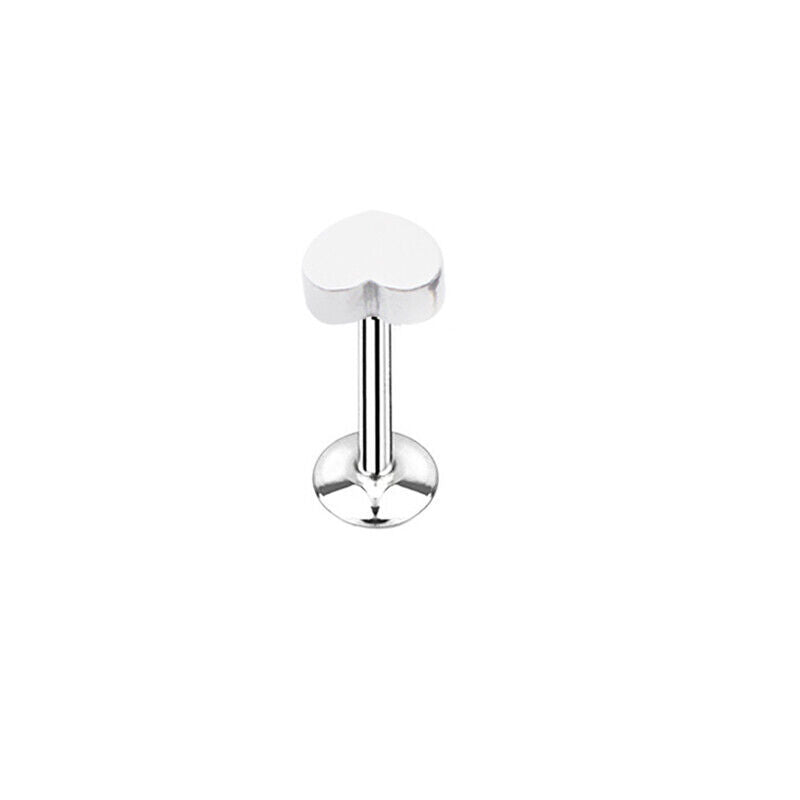 Steel Lip Bar Labret Ring Internally Threaded Ear Tragus Stud Body Piercing