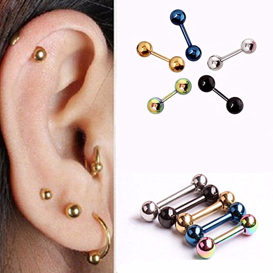 1 Pair Surgical Steel Ball Ear Stud Cartilage Barbell Earring Piercing Jewellery