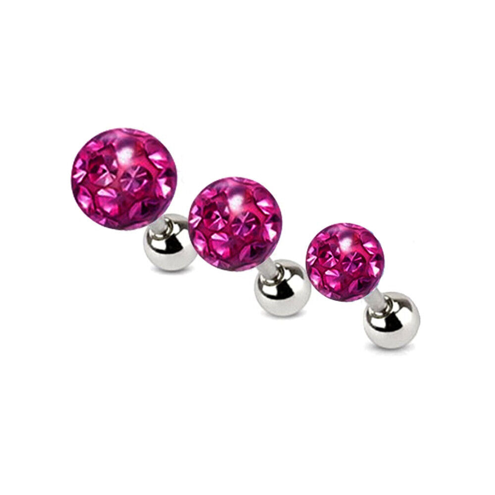 Set 3/4/5mm Surgical Steel Crystal Cartilage Bar Tragus Helix Ear Stud Piercing