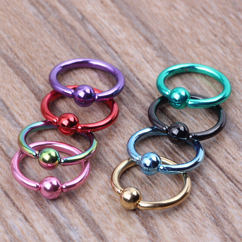 8X Surgical Steel Hoop Ring Piercing Ball Closure Lip Ear Nose Eyebrow 8mm*1.2mm