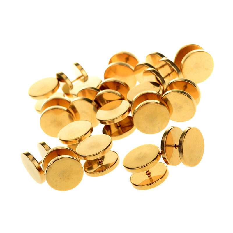 1 Pair Fake Ear Plug Stud Stretcher Tunnel Earring Surgical Steel Body Piercing