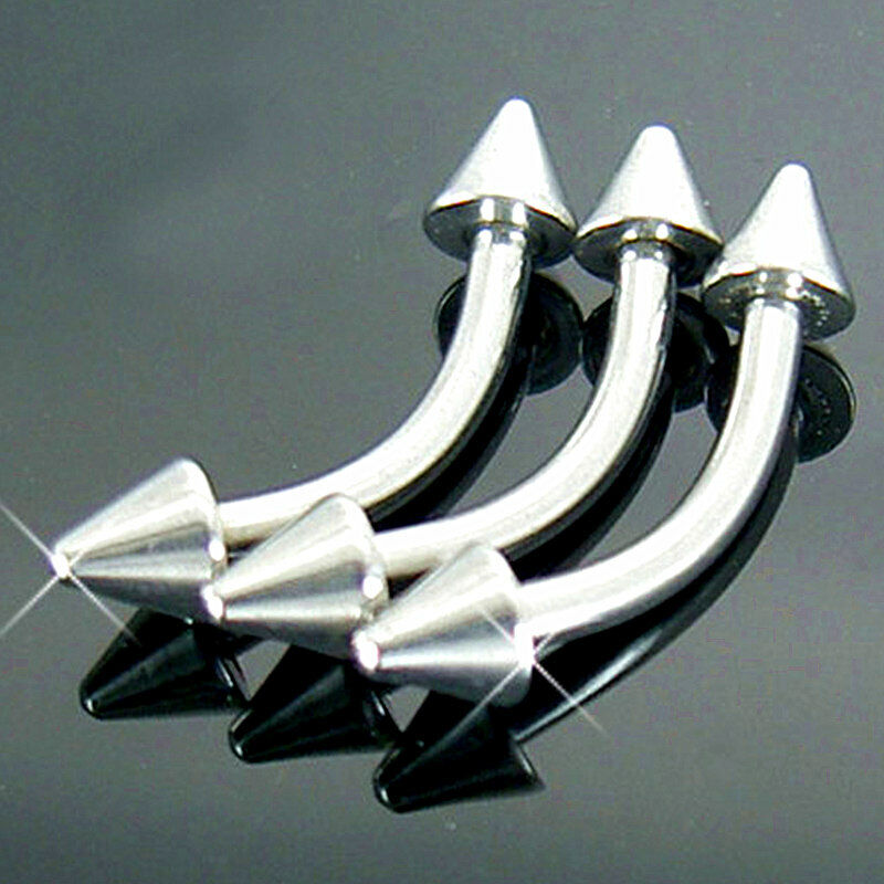 10pc 16G Surgical Steel Curved Barbell Eyebrow Bar Cone Ball Ring Ear Piercing