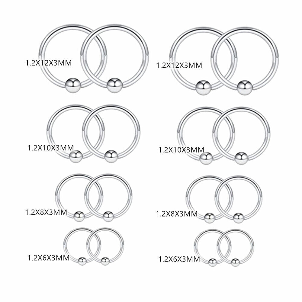 10pc CBR Tragus Ear Cartilage Piercing Captive Bead Closure Ring Nipple Septum