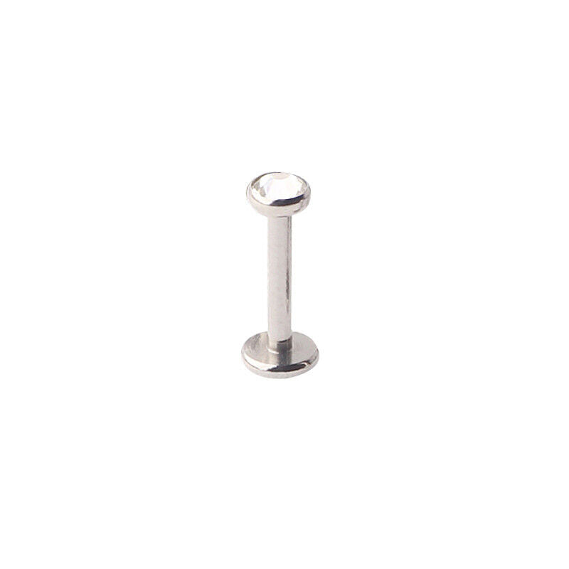 2pc Internally Threaded 3mm 4mm Crystal Ball Lip Bar Labret Tragus Stud Piercing