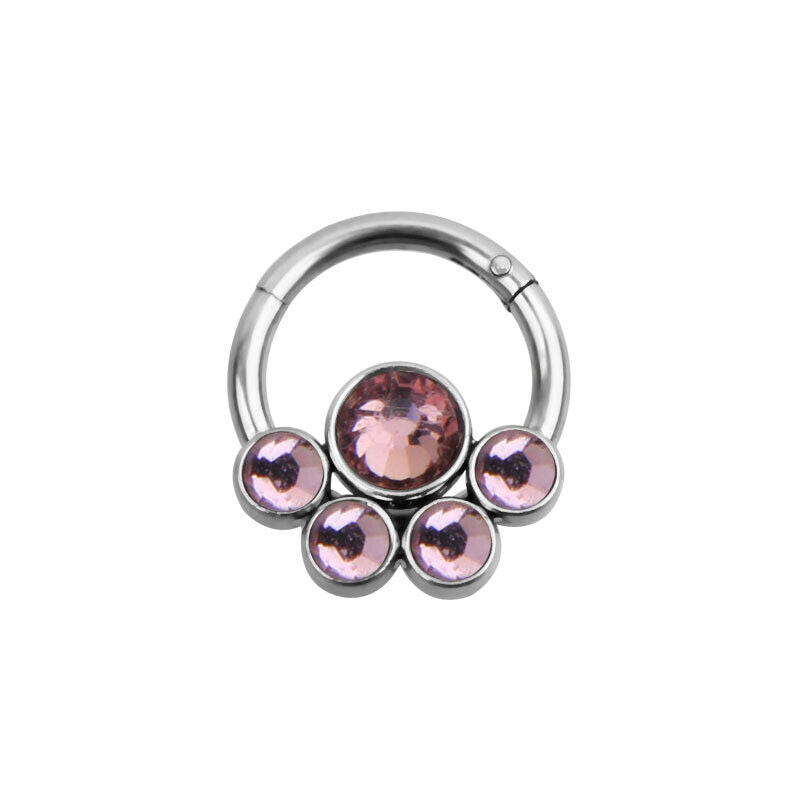 Flower Crystal Nose Ring Septum Clicker Hinge Segment Ear Tragus Hoop Earring