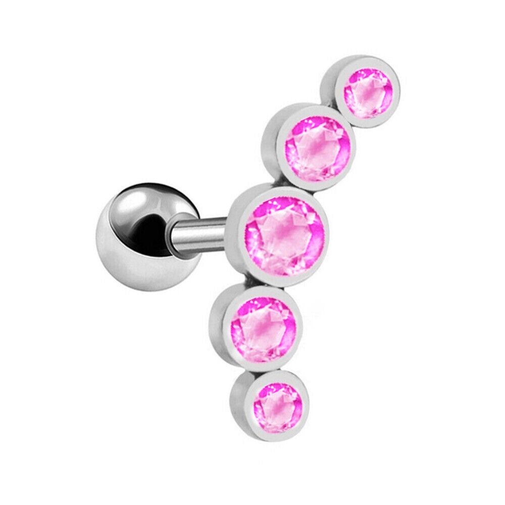 2pc Cartilage Tragus Bar Zircon Stud Earring Piercing Helix Gem Surgical Steel