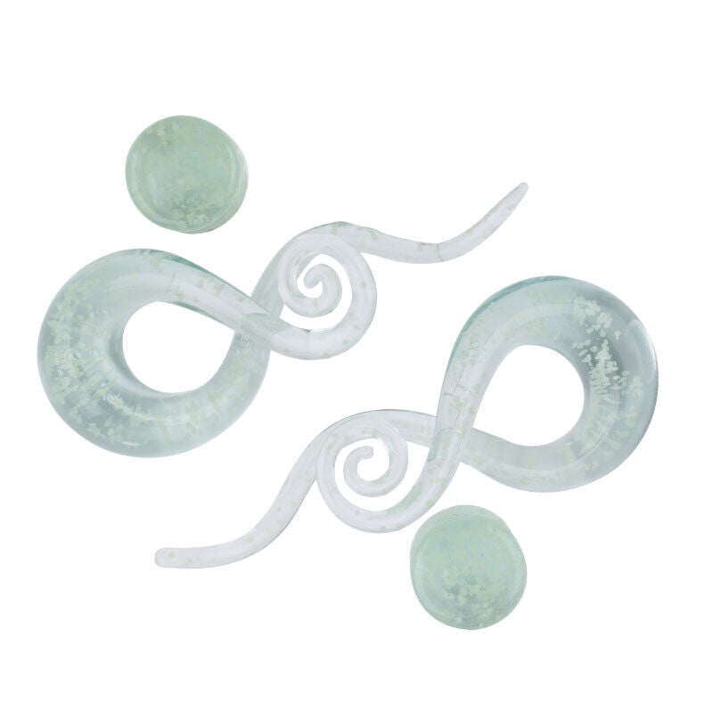 Glow In The Dark Glass Snail Ear Plug Flare Spiral Expander Stretcher Piercing