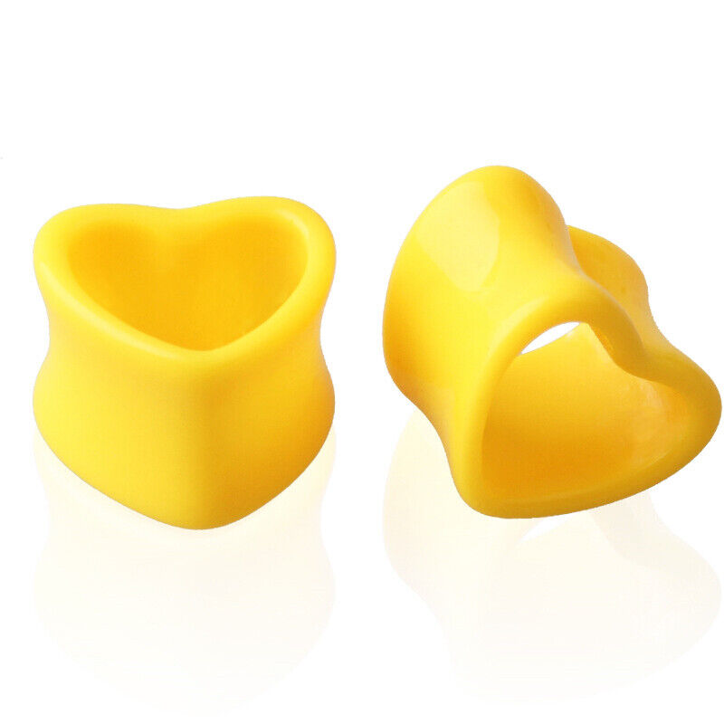 2pc Punk Acrylic Heart Double Flare Saddle Flesh Tunnel Ear Plug Gauge Stretcher