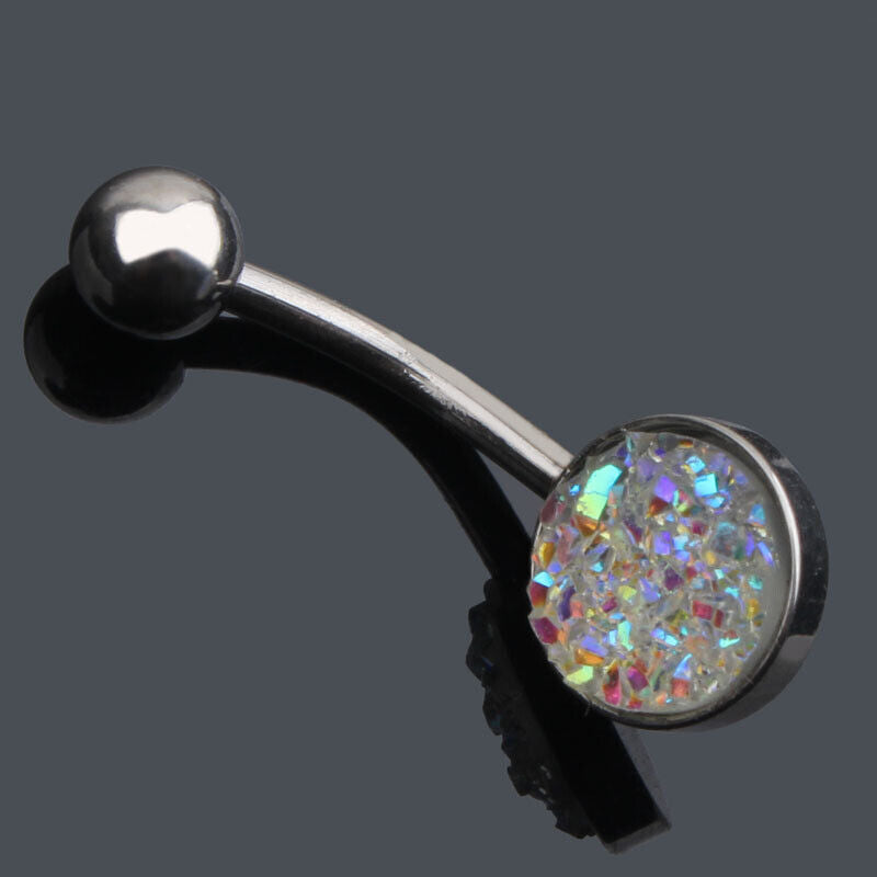 Glitter Gem Navel Belly Surgical Steel Bar Button Barbell Ring Body Piercing