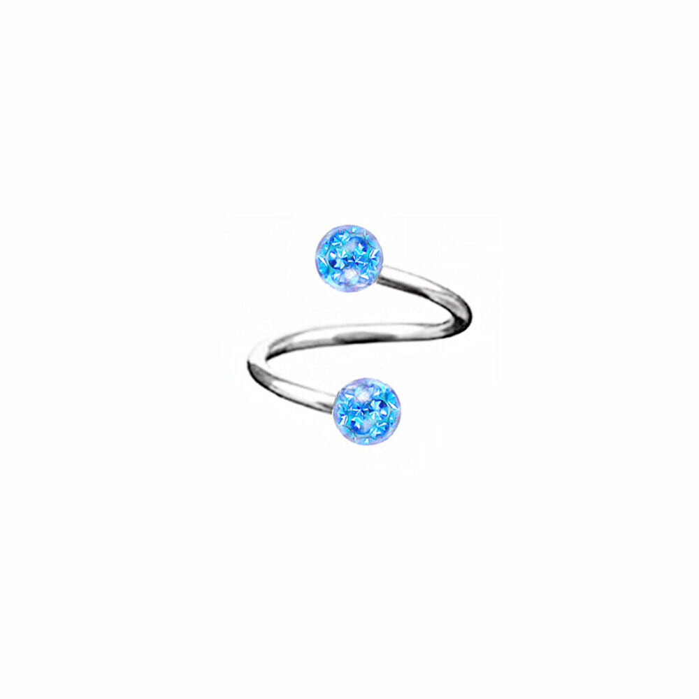 CZ Crystal Surgical Steel Twist Ear Cartilage Helix Stud Bar Earring Jewelry