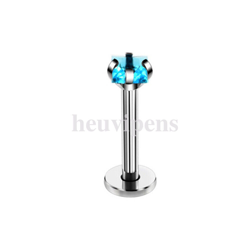 2X Multi Shape Zircon Labret Lip Stud Internally Threaded Tragus Rings Piercing