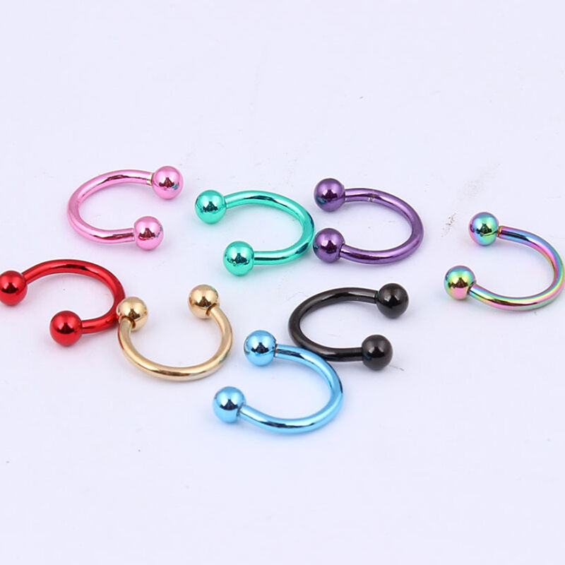 8pc Surgical Steel Nose Rings Ball Cone Horseshoe Ear Lip Stud Septum  Piercing