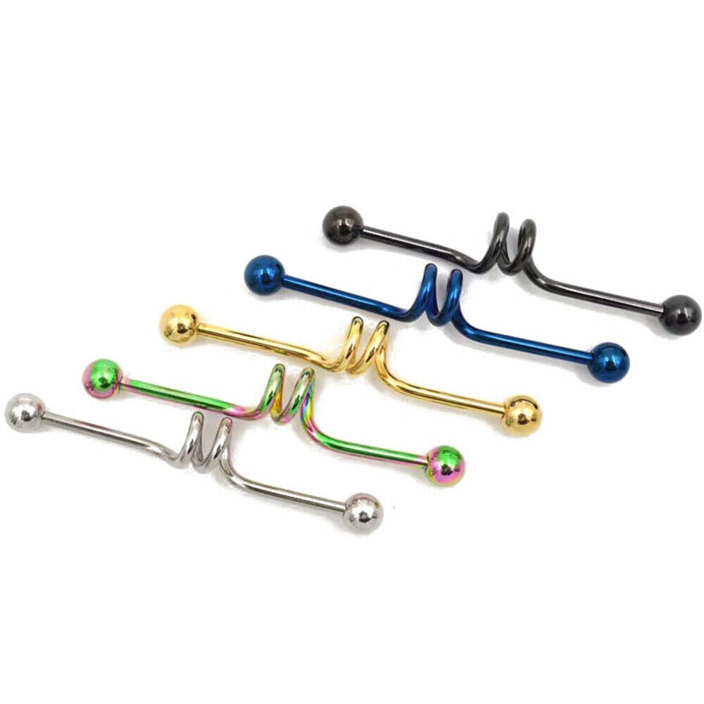 3X Set Multi Layer Spiral Industrial Bar Scaffold Ear Barbell PIERCING Jewellery