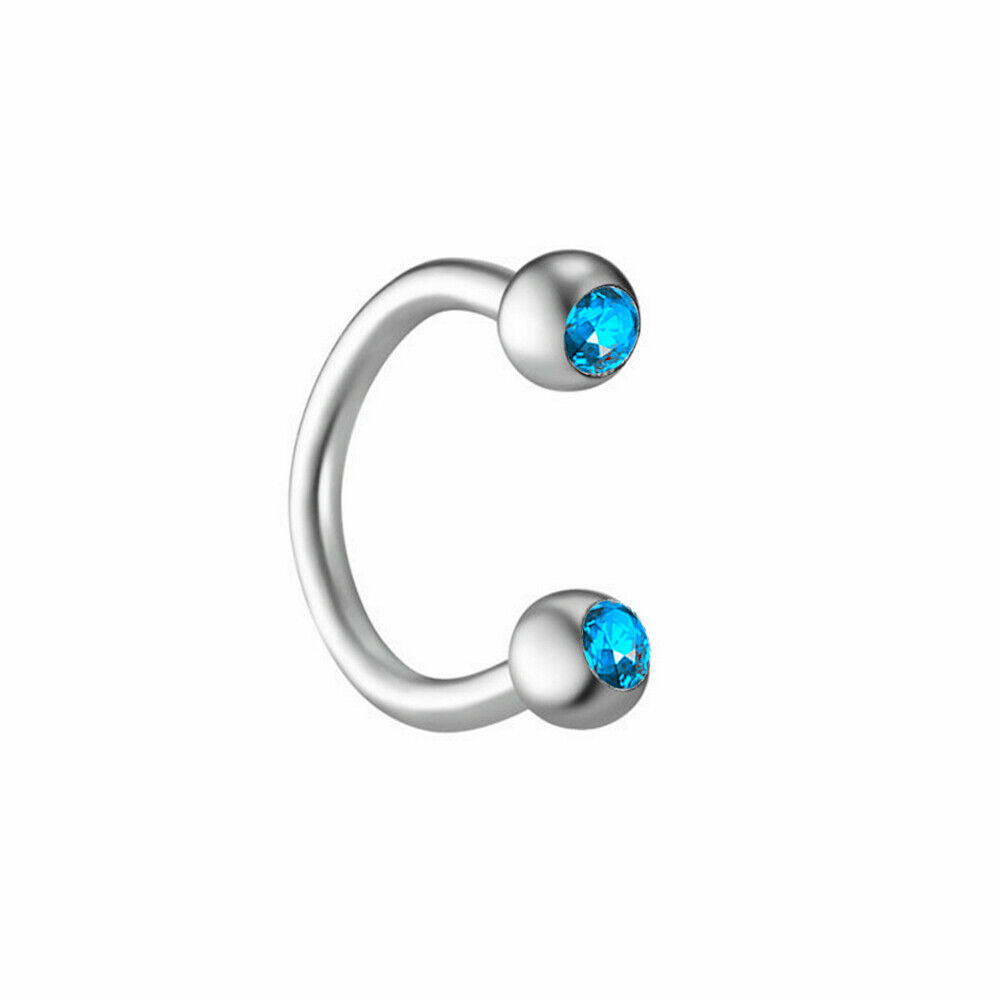16G Surgical Steel Crystal Labret Monroe Lip Rings Nose Ear Piercing Jewellery