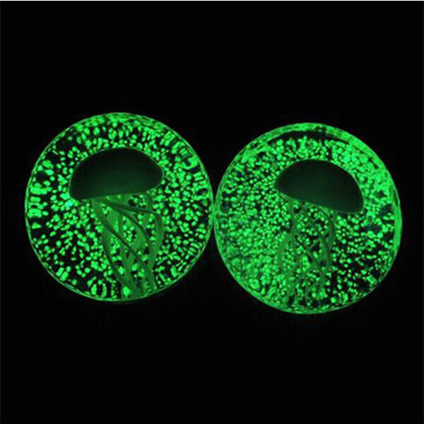 2PC Glass Ear Plug Jellyfish Double Flared Saddle Flesh Tunnel Stretcher Trumpet