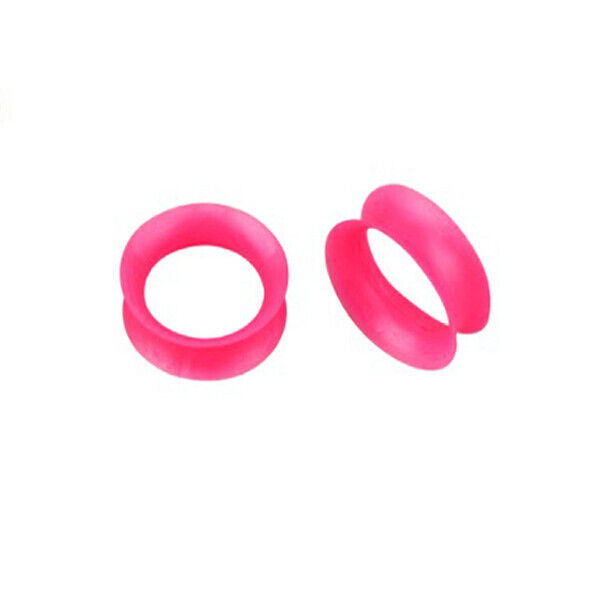 2pc Flesh Tunnel Flexible Silicone Double Flare Saddle Ear Stretcher Plug 6-25mm