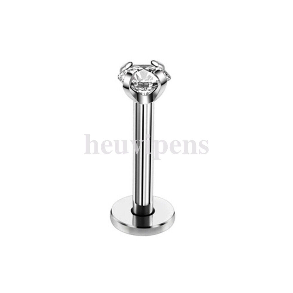 2X Multi Shape Zircon Labret Lip Stud Internally Threaded Tragus Rings Piercing