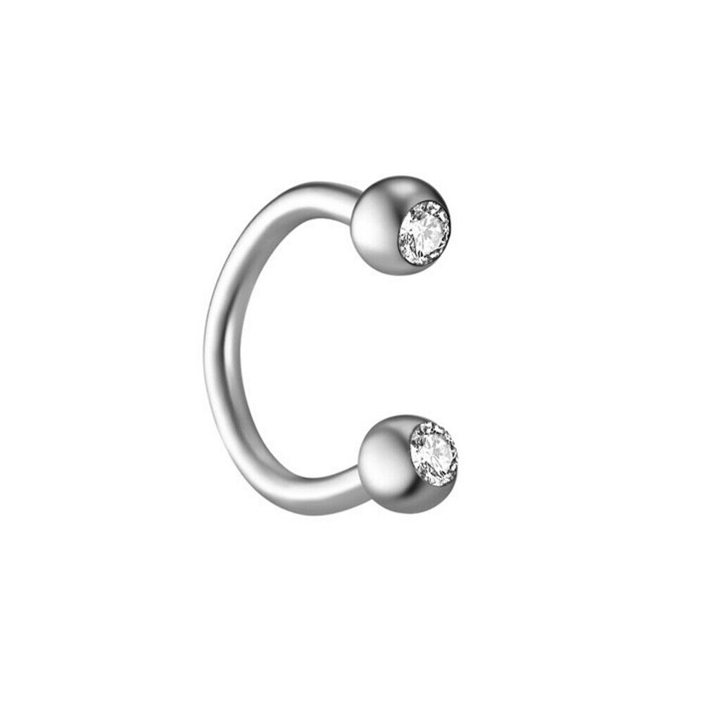 16G Surgical Steel Crystal Labret Monroe Lip Rings Nose Ear Piercing Jewellery