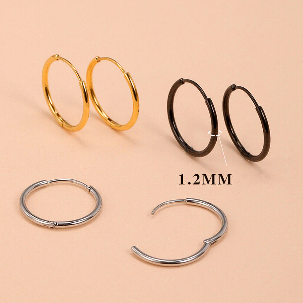 1 Pair Surgical Steel Nose Ring Earrings Cartilage Tragus Helix Ear Piercing Hoop