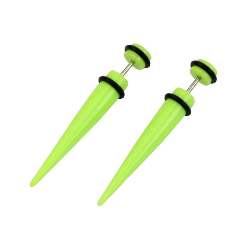 2pc Acrylic Fake Cheater Taper Ear Plug Earring Screw Illusion Stretcher Tunnel
