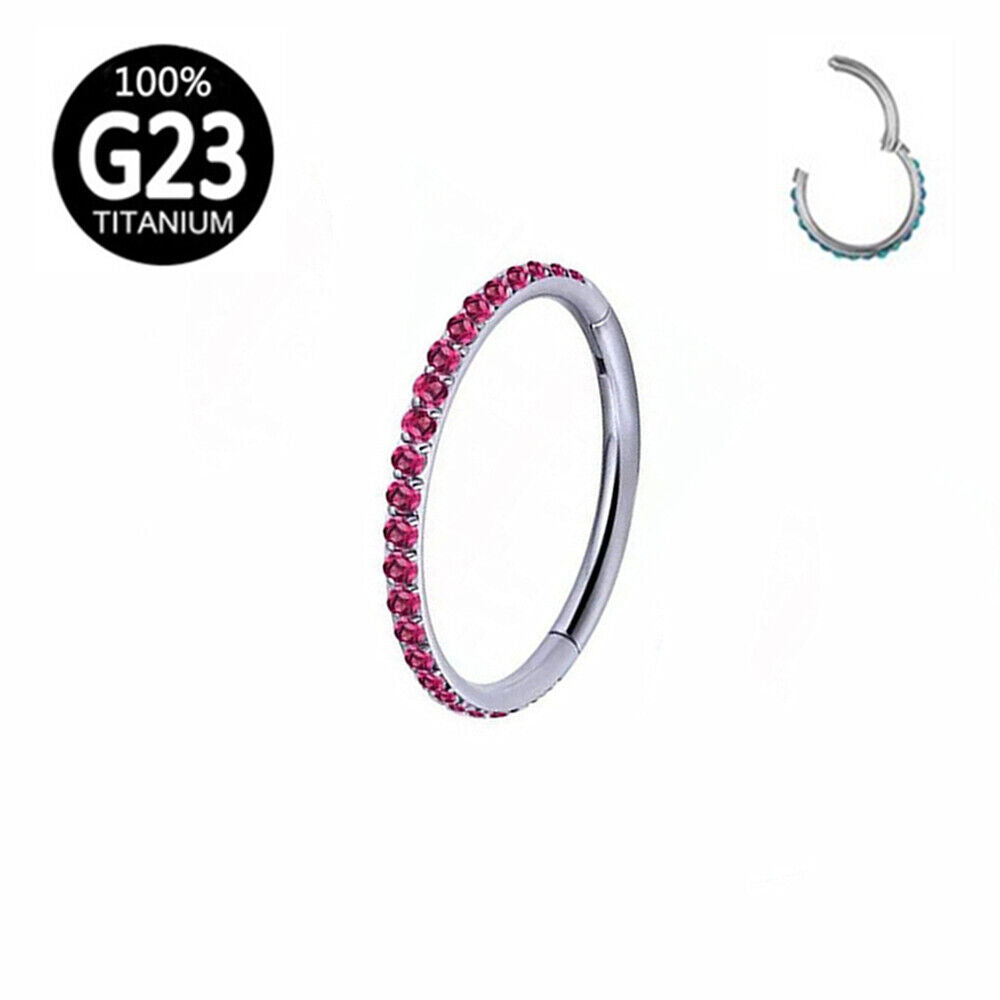 G23 Titanium Steel Multi Zircon Nose Ring Hinge Septum Hoop Ear Body Piercing