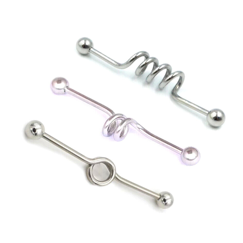 3X Set Multi Layer Spiral Industrial Bar Scaffold Ear Barbell PIERCING Jewellery