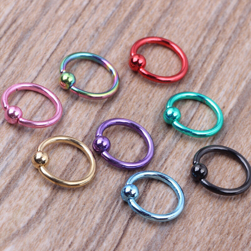 8X Surgical Steel Hoop Ring Piercing Ball Closure Lip Ear Nose Eyebrow 8mm*1.2mm