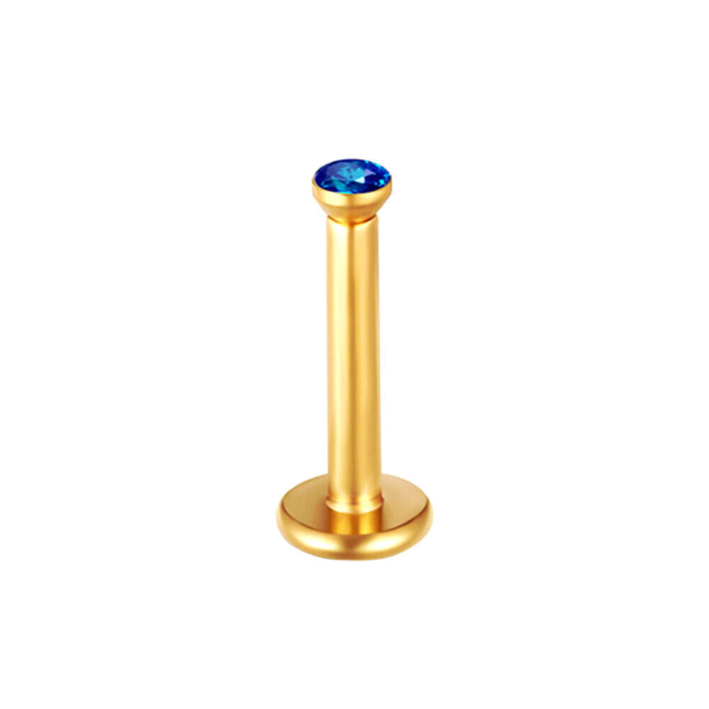 2X Gold Internal Thread Labret Monroe Tragus Cartilage Piercing Lip Ear Gem Ring